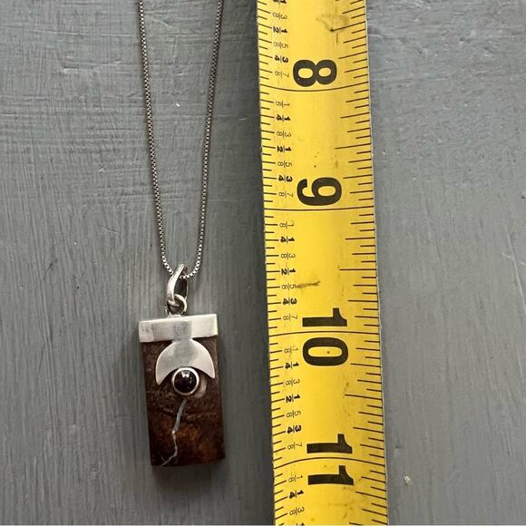 925 Sterling Silver & Stone Pendant Necklace - Picture 2 of 8